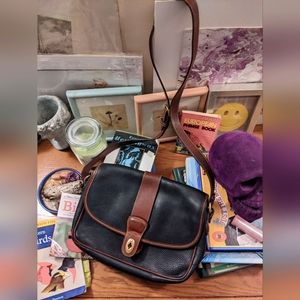 Authentic Large Vintage Leather Coach Bag - Black & Brown W/ SERIAL NUMBER